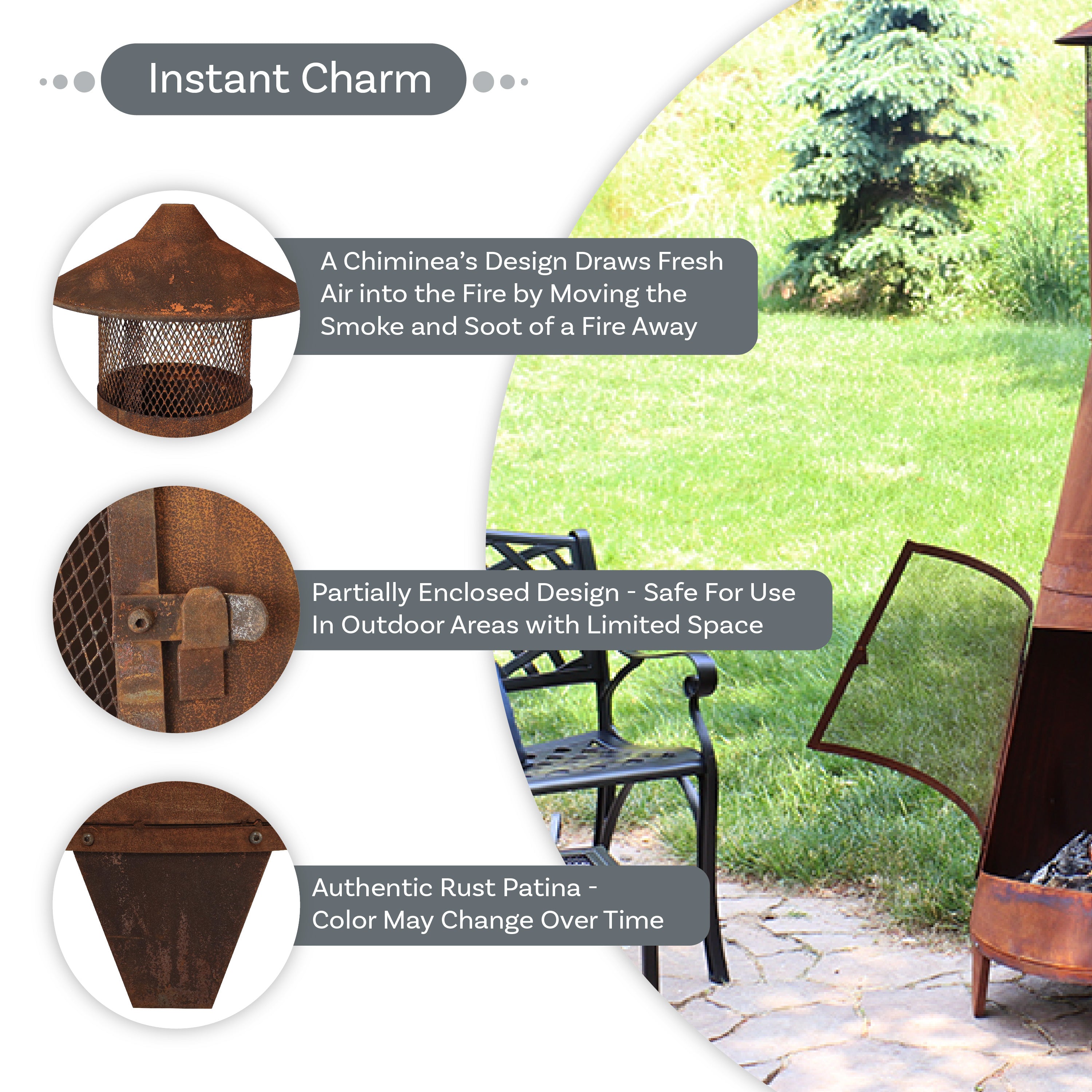 Sunnydaze 70-Inch Outdoor Chiminea Fire Pit with Rustic Finish - Perfect for Backyard, Patio, and Garden Gatherings