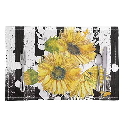 Sunflower Black White Stripe