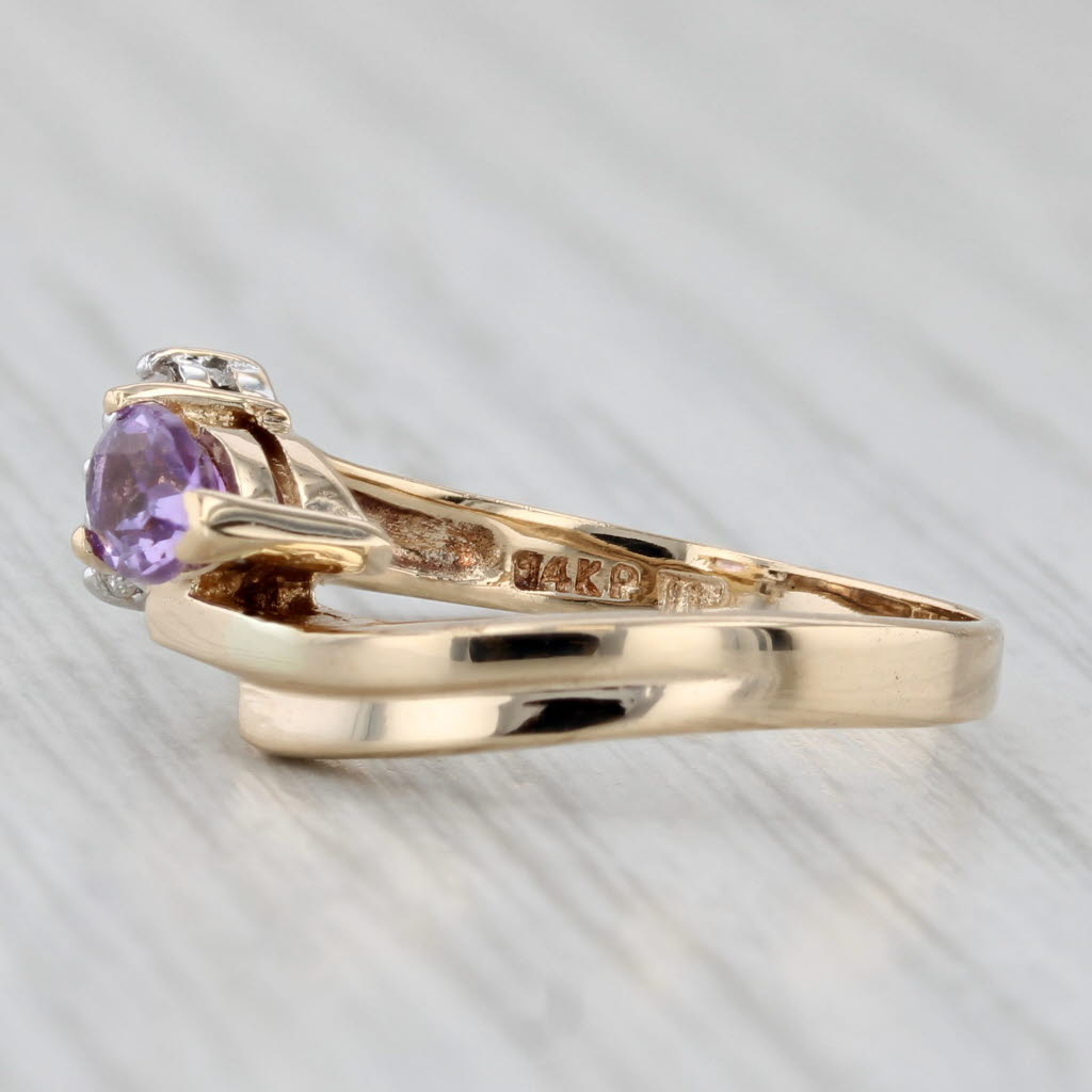0.36ctw Amethyst Diamond Bypass Ring 14k Yellow Gold Size 6.75 - Elegant Jewelry for Women, Perfect for Anniversary, Engagement, Wedding & Special Occasions