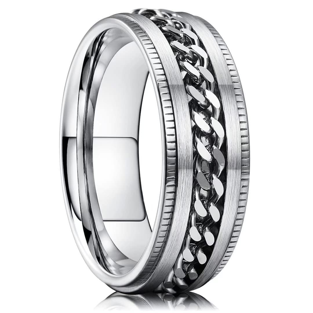 Anxiety Relief Fidget Ring for Women & Men - Stress Spinner Ring in Black/Silver/Gold - Perfect for Office & Travel