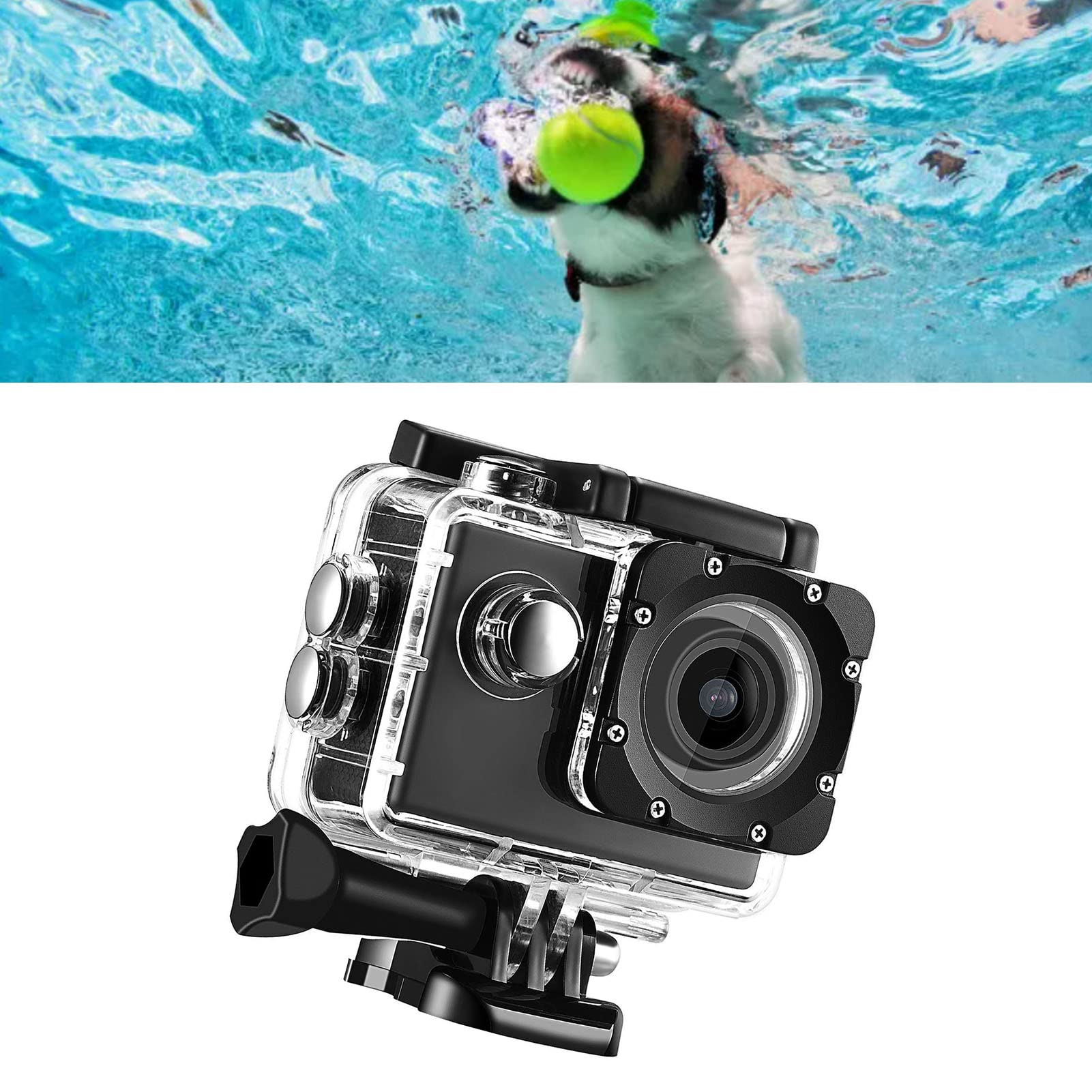12MP HD Waterproof Action Camera - Underwater Diving, Biking & Outdoor Sports Video Camera with Mounting Accessories Kit (Black) | Perfect for Snorkeling, Surfing, Cycling & Adventure Travel