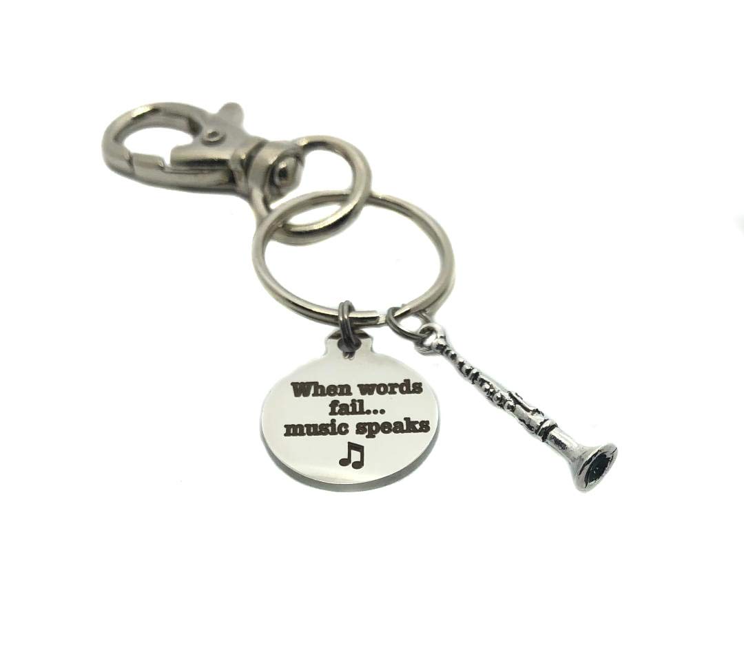 Heart Projects When Words Fail Music Speaks Clarinet Keychain - Perfect Gift for Clarinet Players & Band Members - Music Lover Accessories for Concerts, Rehearsals & Everyday Carry