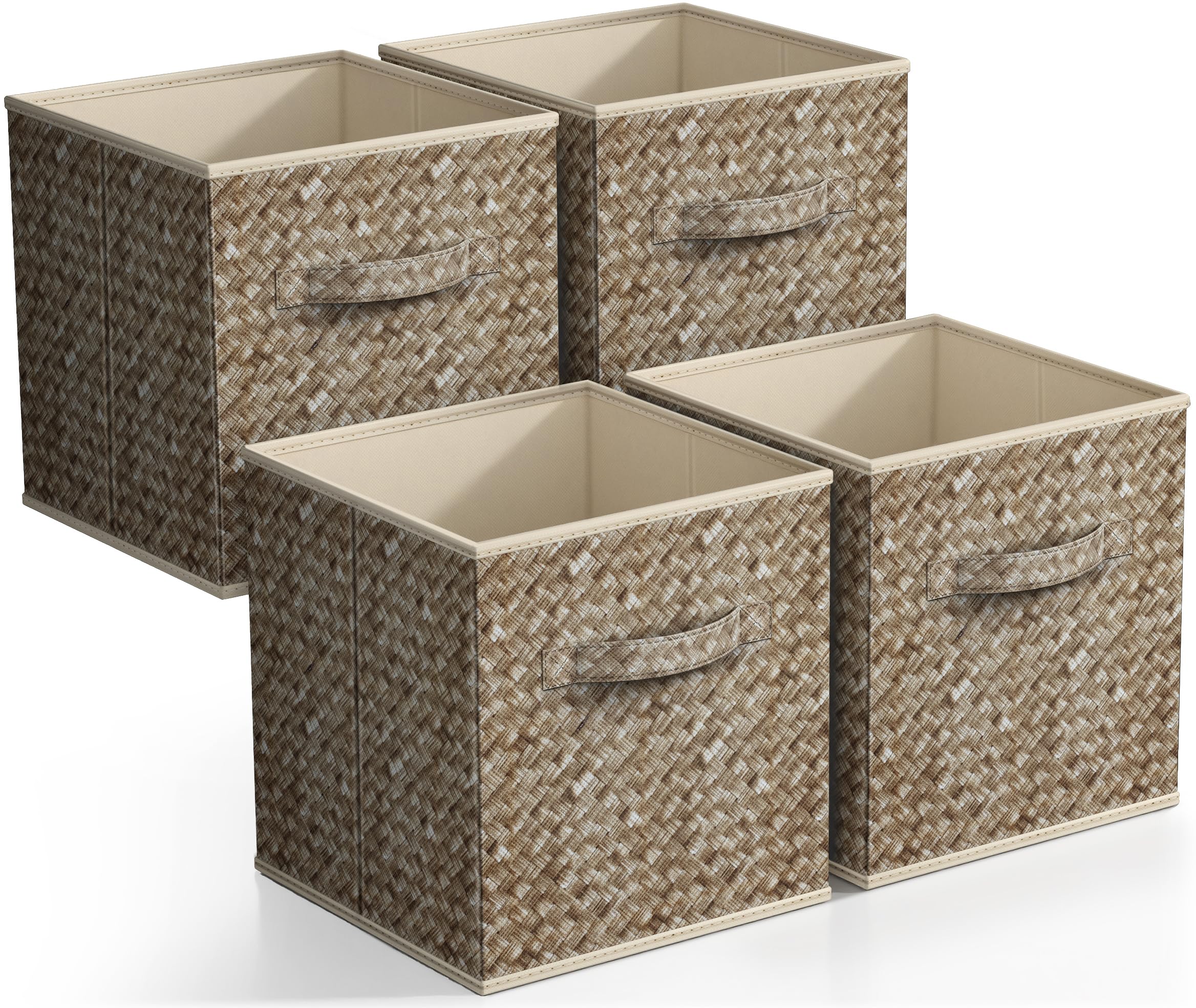 Sorbus Foldable Storage Bins - Set of 4 Sturdy 11-Inch Collapsible Fabric Storage Cubes with Handles for Clothes, Toys & Home Organization - Perfect for Shelves, Pantry, Closet & Cubby Storage - Space Saving Home & Office Organization Solution