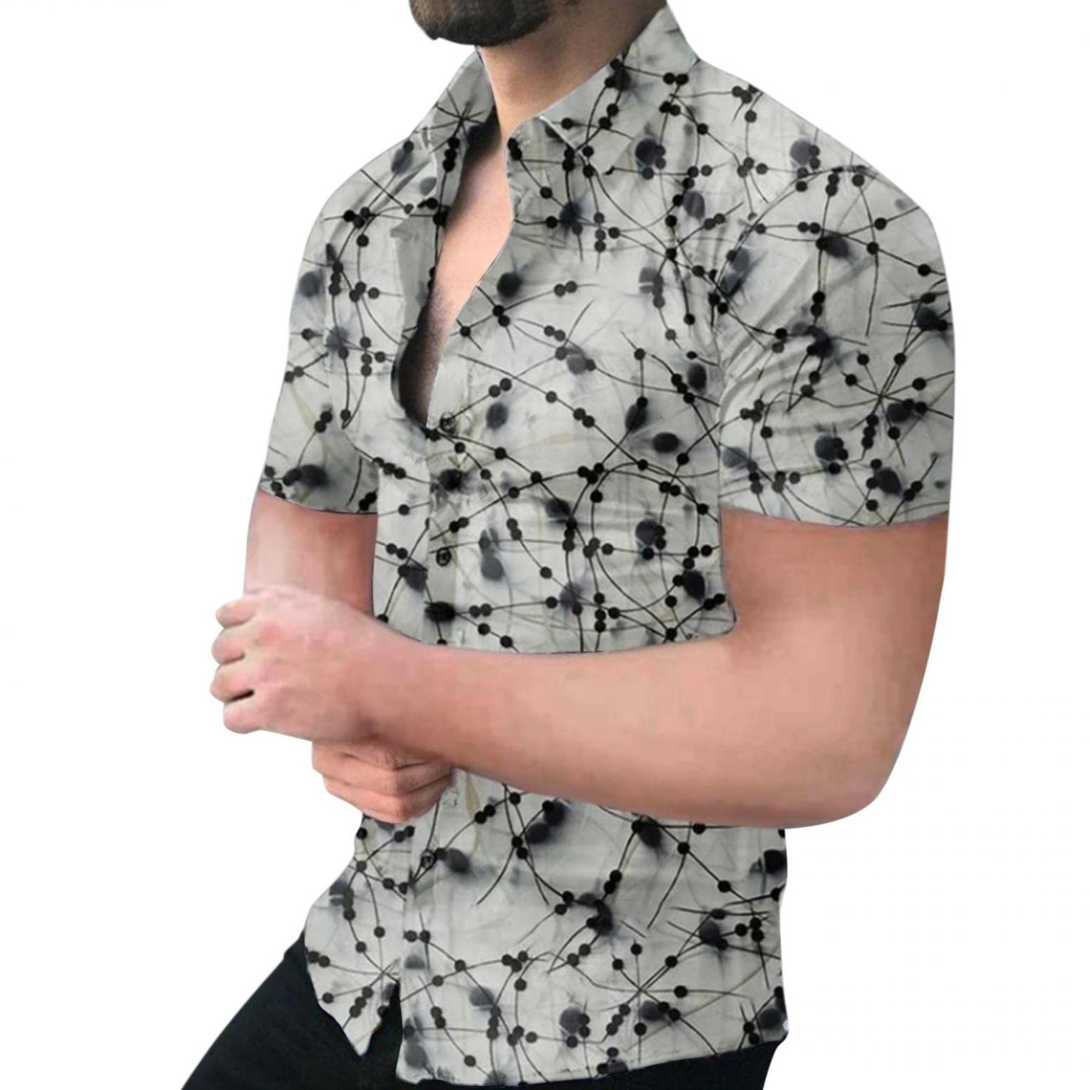 Men's Casual Linen Button Down Shirt - Short Sleeve Breathable Beach Shirt for Summer | Perfect for Outdoor Activities, Vacations & Casual Office Wear