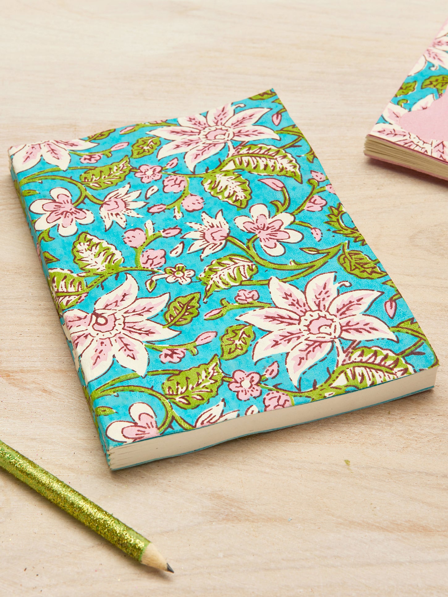 Namaste Block Print Notebook - Handmade Indian Journal with Floral Lily Design for Writing, Sketching & Journaling | Perfect for Travel, Office & School Use