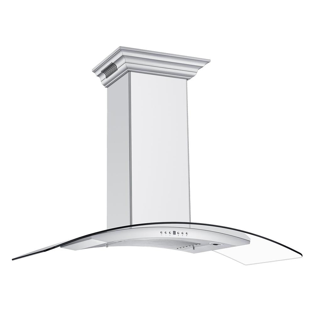 ZLINE KN4CRN BT Stainless Steel Wall Mount Range Hood with Ducted Ventilation & Built-in CrownSound Bluetooth Speakers - Perfect for Modern Kitchens & Open-Concept Living Spaces
