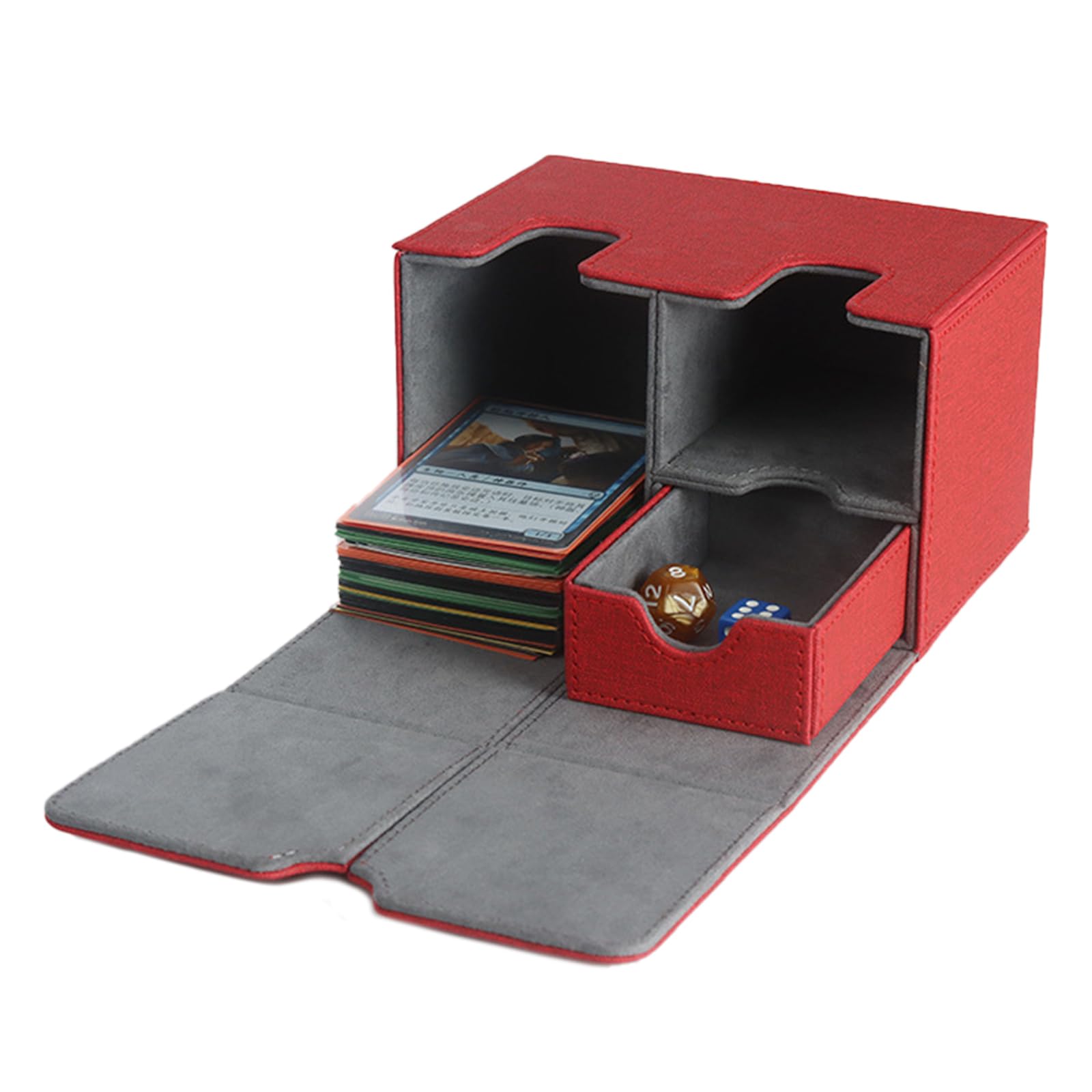 CAUNLA PU Leather Playing Cards Storage Box - Trading Card Carrying Case for Deck Games, Poker, MTG & Collectible Cards | Portable Travel Organizer for Card Games & Collectibles