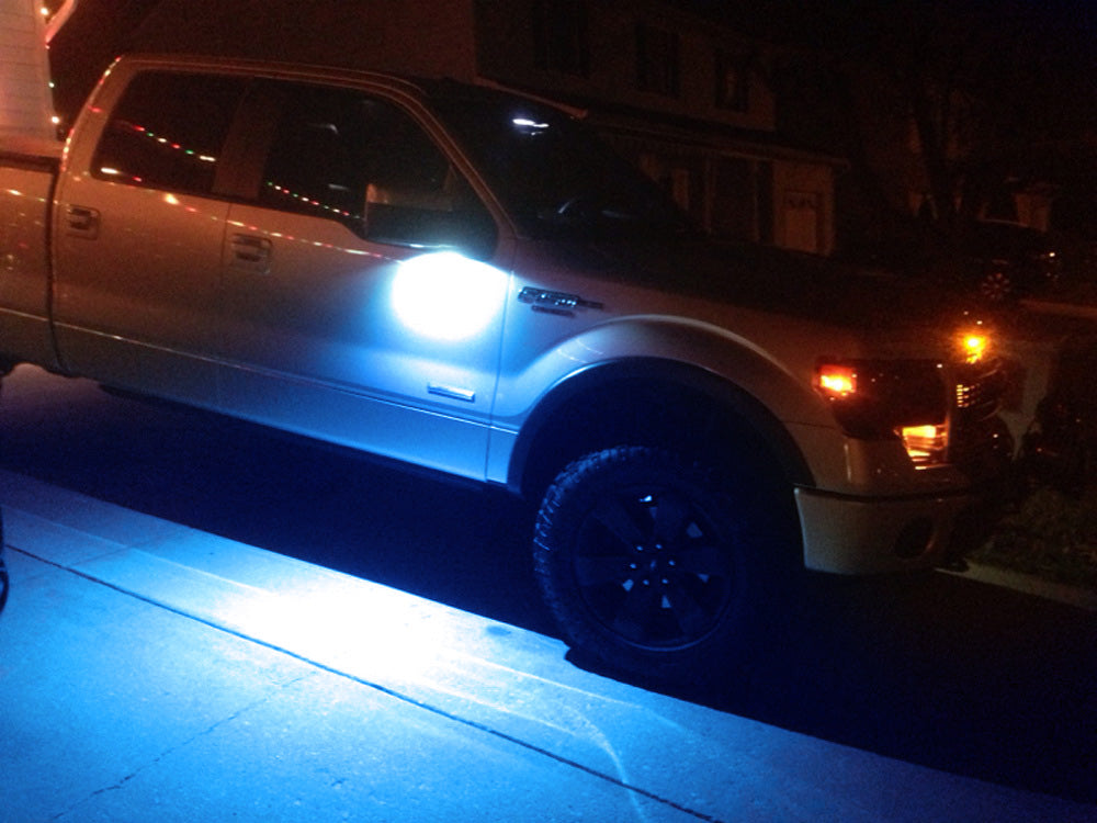 Blue Full LED Side Mirror Puddle Lights for Ford F150 Raptor Edge Flex Taurus - Waterproof Car Door Projector Lights for Night Safety & Style - Perfect for Off-Roading, Night Driving & Vehicle Customization