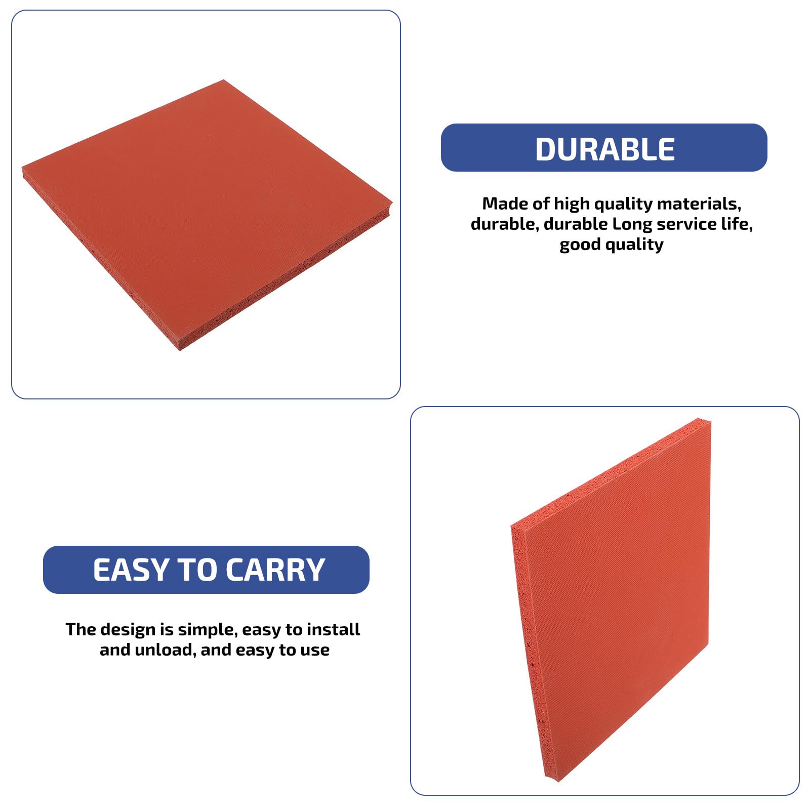 TEHAUX 15x15cm Silicone Heat Resistant Mat - Replacement Pad for 3D Printer, Soldering Iron & Crafting - Non-Slip, Durable Machine Protection (Red)