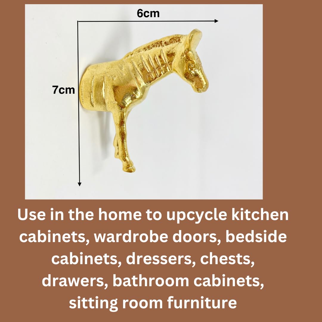 Gold Safari Animal Iron Metal Drawer Knobs - Zebra Design Cabinet Hardware for Dresser, Wardrobe & Furniture - Perfect for Jungle Theme Bedroom & Kids Room Decor