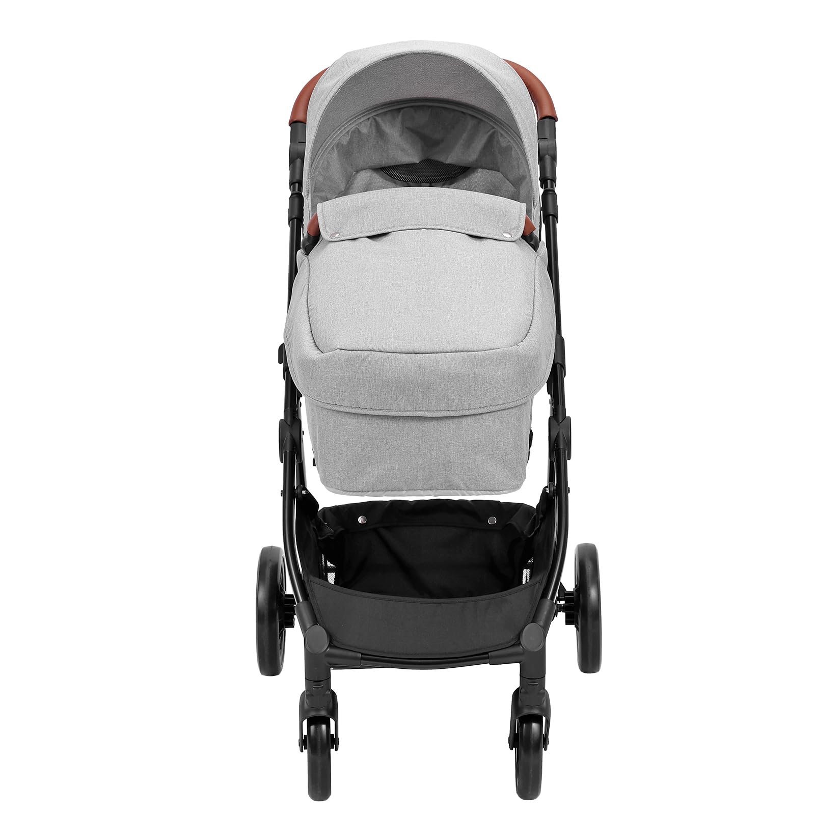 VEVOR Standard Baby Stroller with Bassinet - 3-Position Adjustable Reversible Seat, Foldable Lightweight Design, Carbon Steel Frame & Mesh Net Cover - Perfect for Newborns to Toddlers (Light Grey) | Ideal for Daily Walks, Shopping & Travel