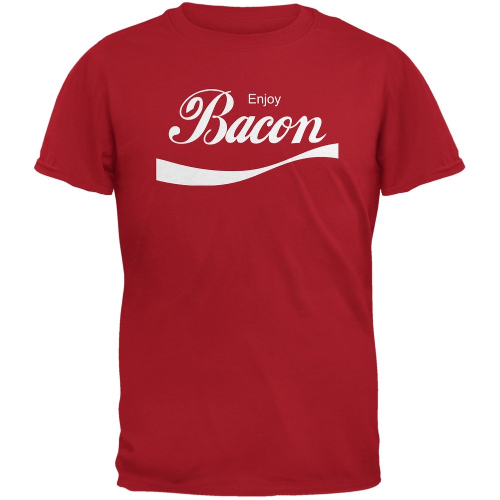 Enjoy Bacon Red Adult T-Shirt - Funny Food Lover Graphic Tee for Men & Women - Perfect for BBQ Parties, Gifts & Casual Wear