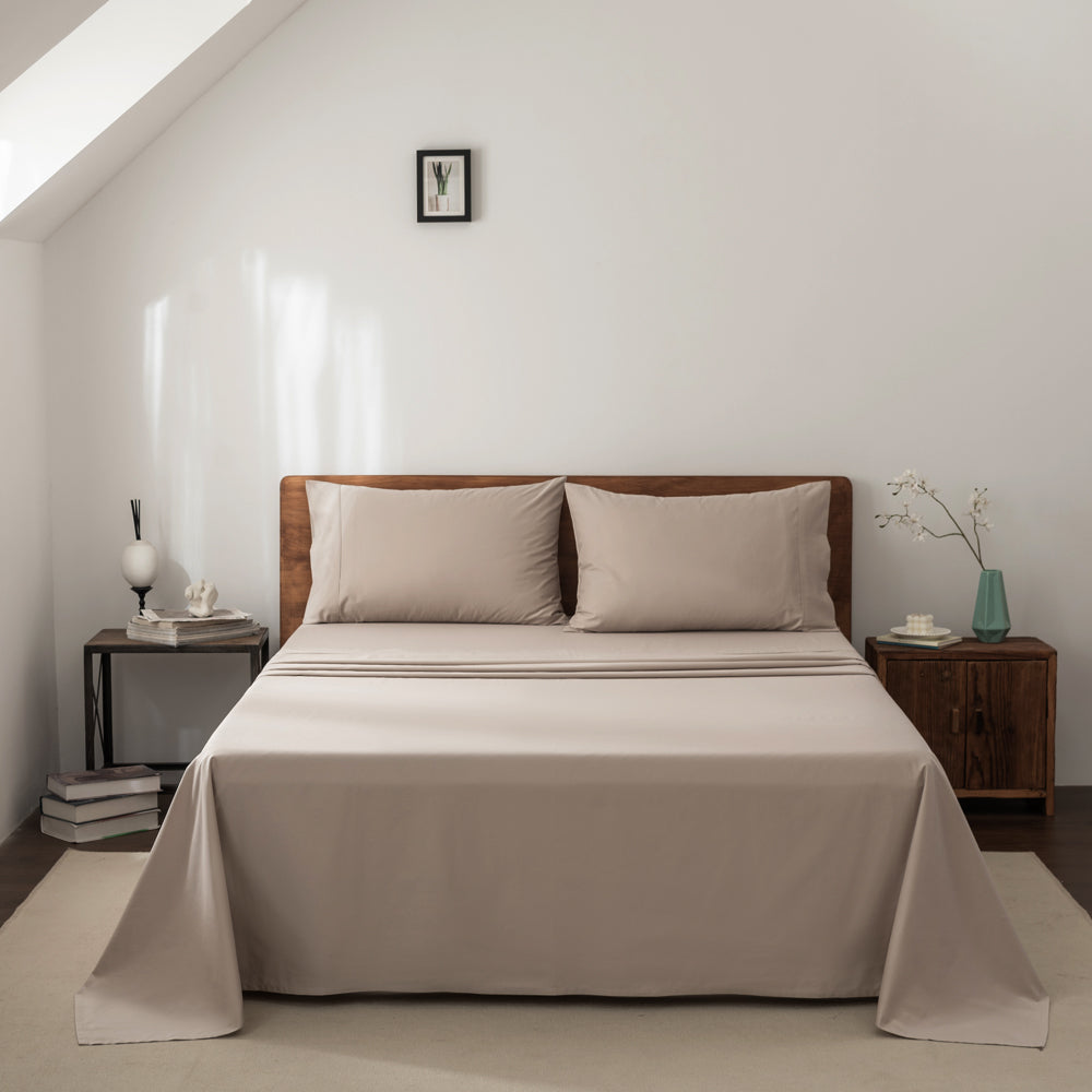 Premium 400 Thread Count Casey Cotton Sheet Set - King Single Bed 40cm | Soft Breathable Linen Bedding for Comfortable Sleep & Hotel Luxury Feel