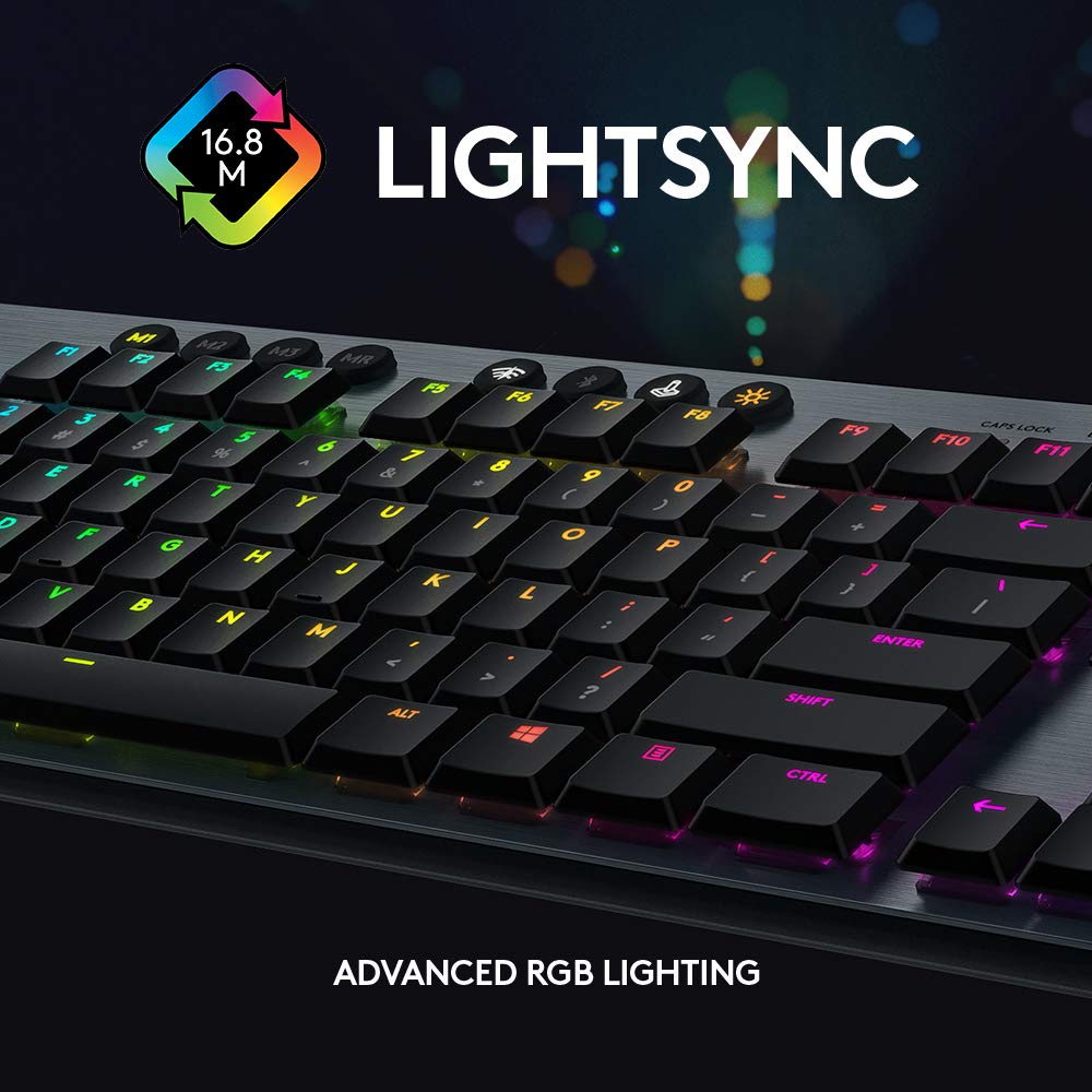 Logitech G915 LIGHTSPEED Wireless RGB Mechanical Gaming Keyboard - Low Profile GL Clicky Switches, LIGHTSYNC RGB, Bluetooth - Black | Perfect for PC Gaming, Streaming & Office Work