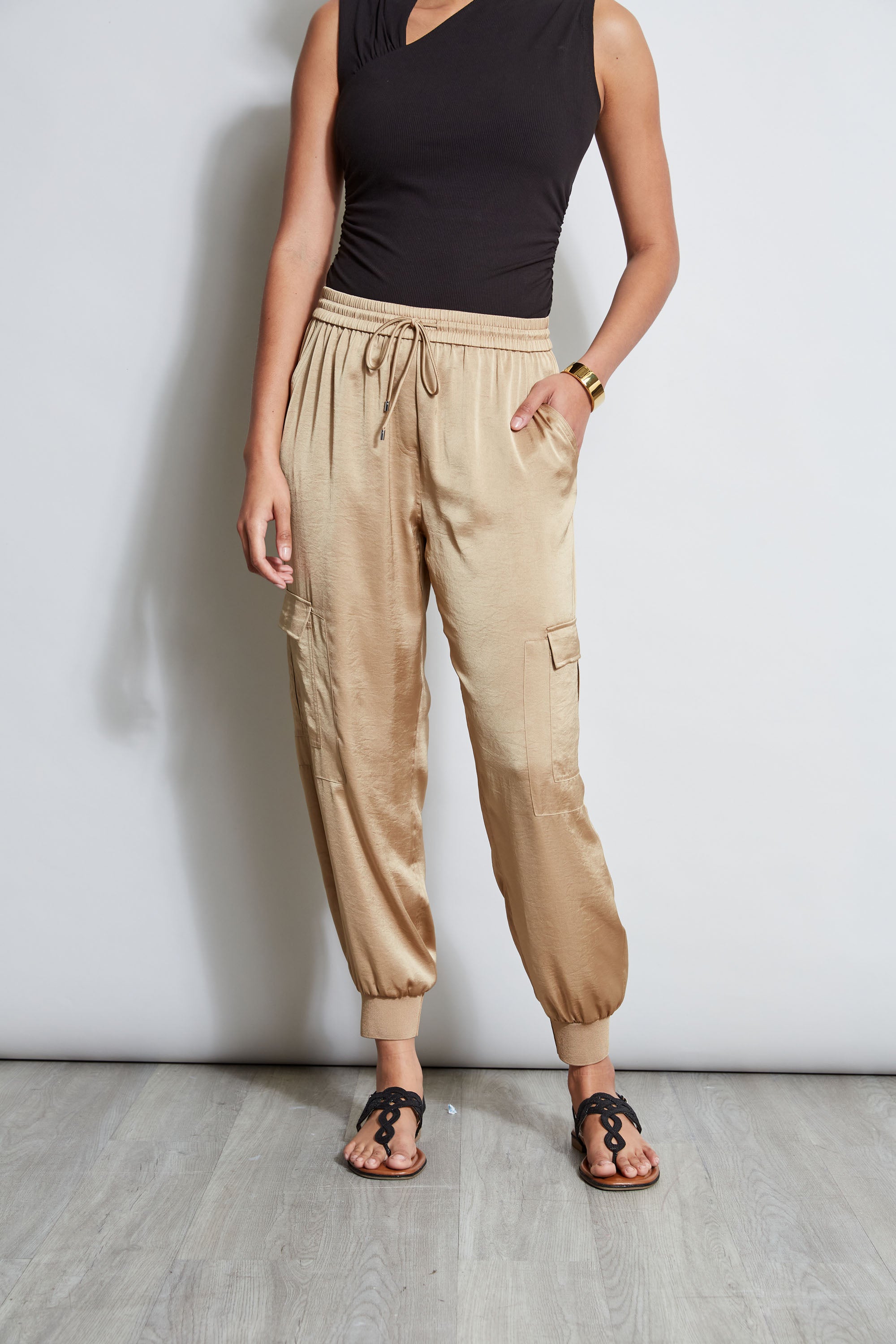 Stylish Women's Satin Cargo Pants - High Waist Loose Fit Comfortable Trousers for Casual Wear, Workout & Street Fashion