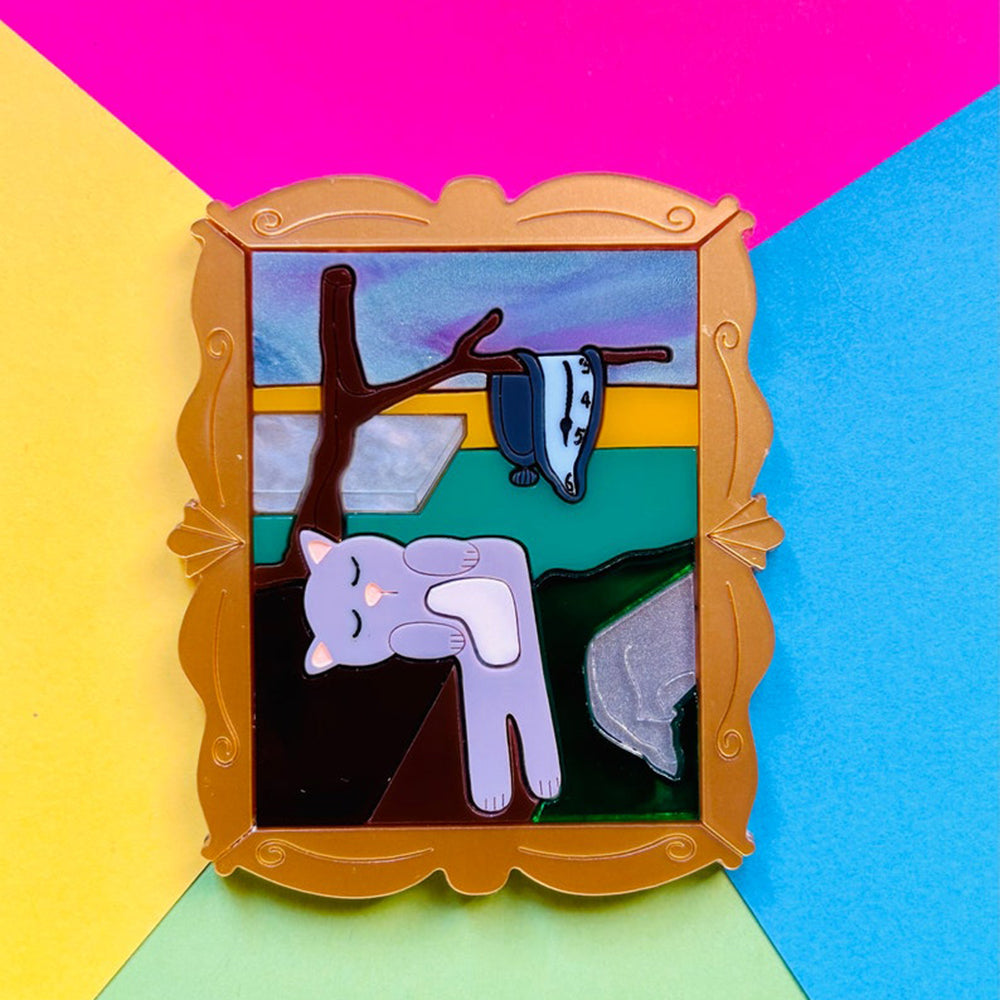 Surrealism Cat Acrylic Brooch - Unique Makokot Design Art Jewelry for Cat Lovers | Perfect for Gifts, Fashion Accessories & Art Collectors