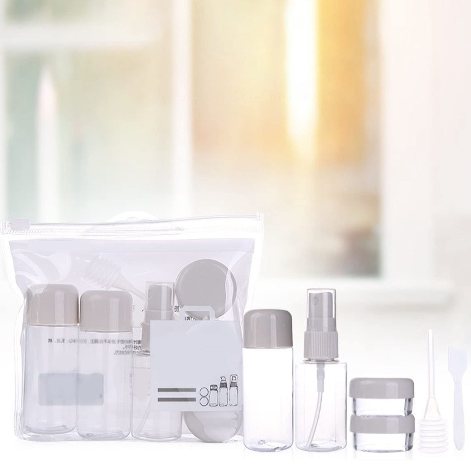 8PCS Travel Bottles Set for Toiletries - Leak Proof Refillable Cosmetic Containers for Lotion, Cream & Liquid | Portable Transparent Toiletry Bottles | Perfect for Air Travel, Gym & Vacation Essentials