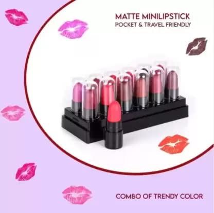 Mini Size Lipstick - Long Lasting & Moisturizing Lip Color for Everyday Makeup | Perfect for Travel, Office & On-the-Go Touch Ups