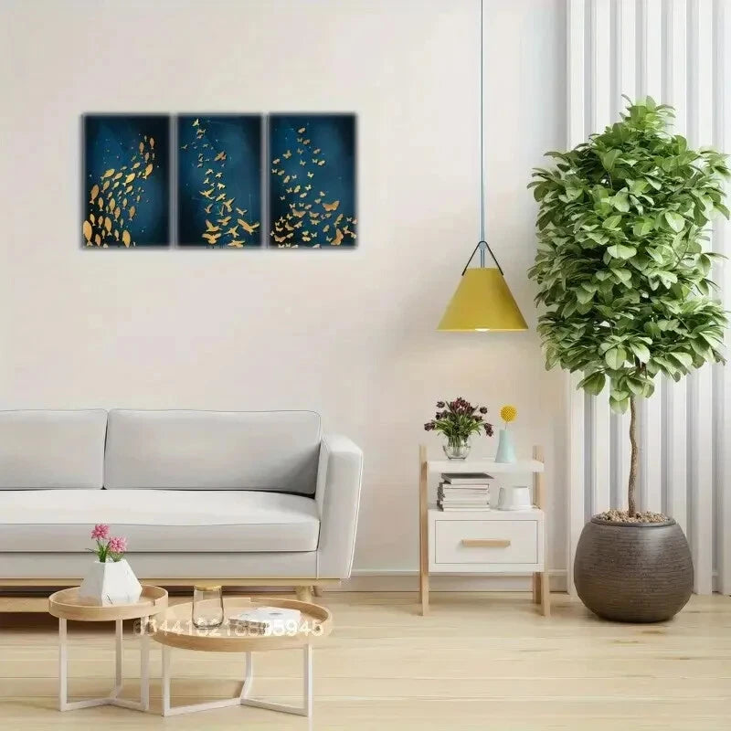 3-Piece Metal Wall Art - School of Fish & Flock of Birds - Ready to Hang Home Decor for Living Room, Bedroom or Office