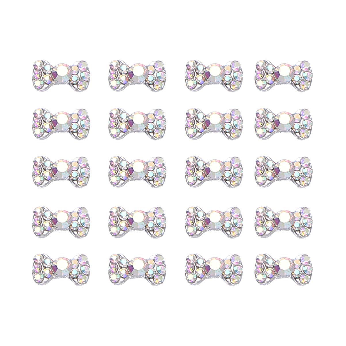 20pcs Rhinestone Nail Art Stickers - Bow Nail Decals, Nail Sequins & Diamond Gems for DIY Nail Art - Perfect for Manicures, Nail Salon, and Home Nail Decoration