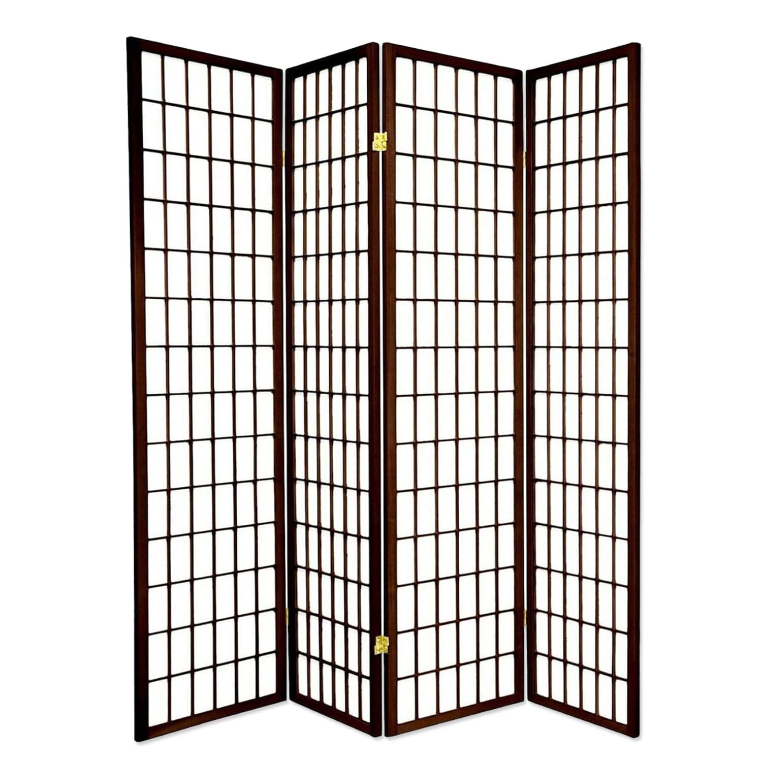 Legacy Decor 4-Panel Room Divider - 6ft Tall Portable & Foldable Freestanding Privacy Screen - Shoji Style Dressing Screen for Home, Office & Studio - Espresso Finish | Perfect for Room Separation, Changing Area, and Temporary Wall Partition