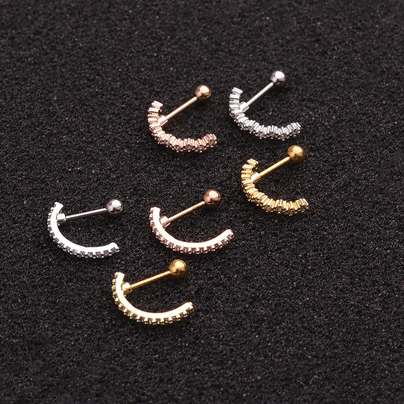20G Silver Pave Conch Huggie Hoop Earrings for Women | HSPJ1939 | Perfect for Everyday Wear, Parties & Special Occasions