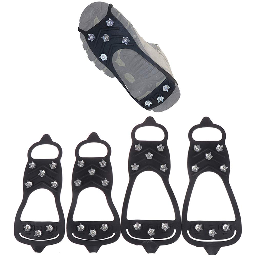 Non-Slip Ice Cleats for Shoes - Traction Spikes for Walking on Ice & Snow - Stretchable Crampons for Men, Women & Kids - Perfect for Hiking, Winter Sports & Outdoor Safety