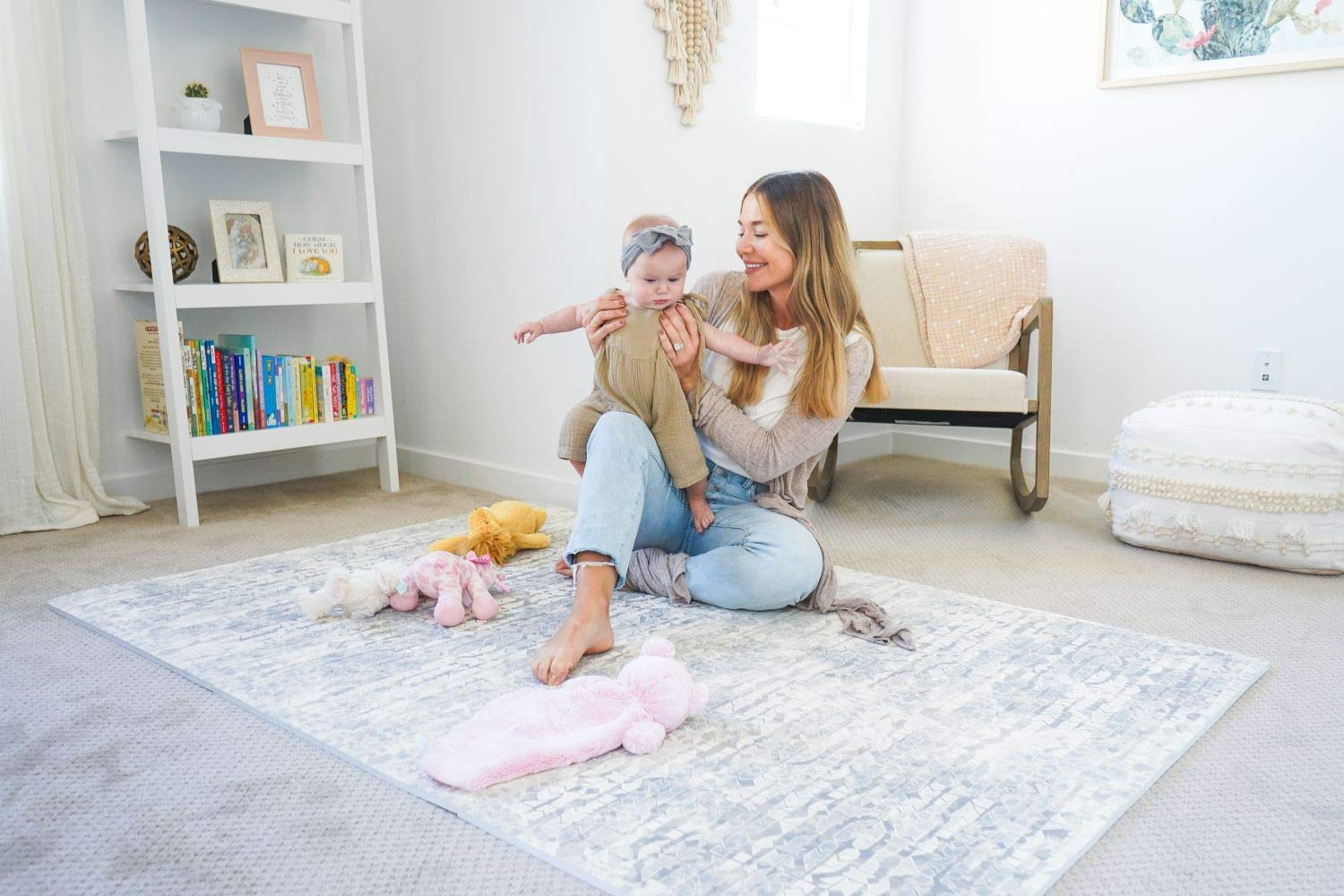 Famokids Large 6' x 8' Baby Play Mat - Soft Foam Floor Mat for Tummy Time, Crawling & Playroom - Expandable, Non-Toxic & Safe for Infants - Perfect for Nursery, Daycare & Home Play Areas - Kyanite Blue