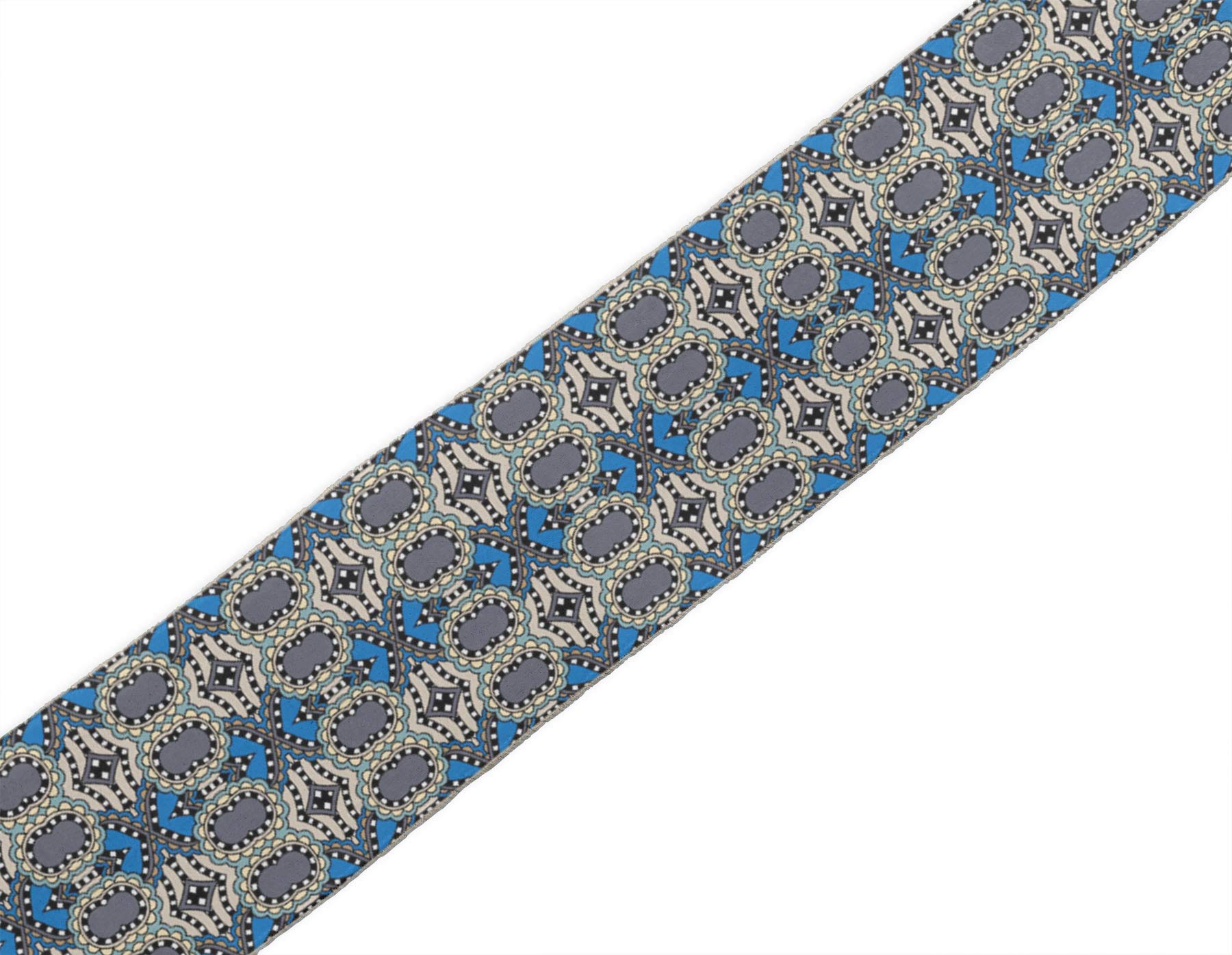 Indian Beautiful Art Blue Floral & Geometric Ethnic Printed Velvet Ribbon Trim - 9 Yards, 2 Inches Wide - Premium Fabric Lace for Sewing, Crafts, DIY Accessories - Perfect for Costume Design, Home Decor, Gift Wrapping & Fashion Projects