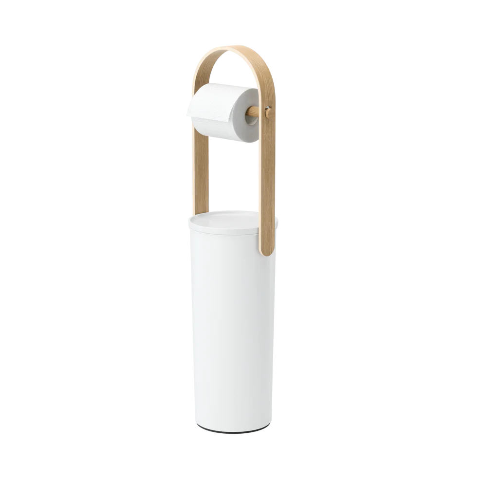 Bellwood Toilet Paper Holder with Stand - Bathroom Tissue Roll Dispenser & Storage Organizer - Perfect for Home, Office, and RV Bathrooms