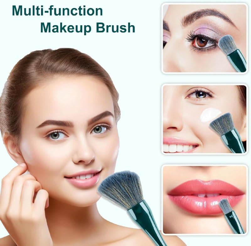 Dezva Travel Size 5PCS Mini Makeup Brush Set with Mirror | Portable Cosmetic Brush Kit for Foundation, Powder, Concealer, Eyebrow, Eyeshadow, Blush & Lip Gloss | Perfect for Travel, On-the-Go Touch Ups & Makeup Beginners