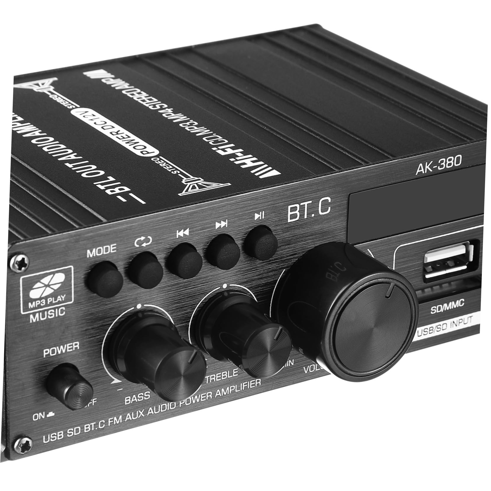 Hoement 12V Car Audio Amplifier AK380 - 4 Channel Stereo Receiver for Home & Car Sound System, High Power Speaker Amp for Enhanced Music Experience | Perfect for Road Trips, Parties & Home Theater