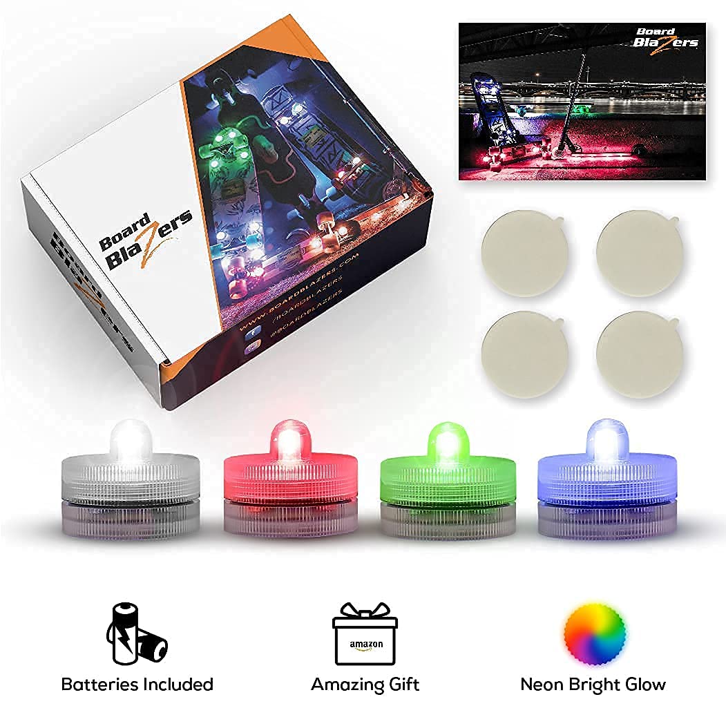 Color Changing LED Skateboard Underglow Lights with Tail Light - 5-Piece Set for Night Riding Safety & Style | Perfect for Longboards, Cruisers & Electric Skateboards at Night