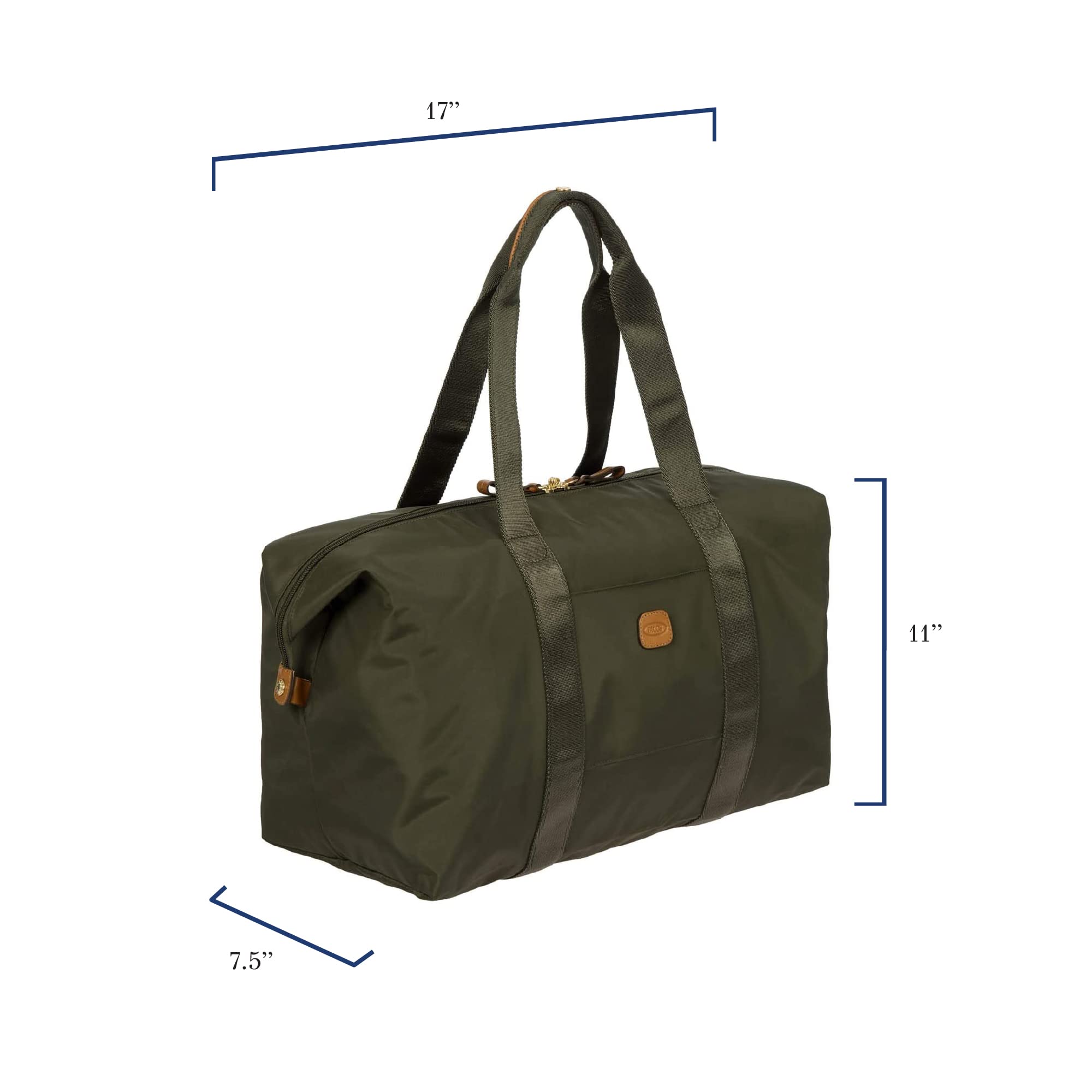 Bric's X-Bag X-Travel 2.0 Foldable Duffle Bag - 18 Inch Carry On Luggage & Overnight Travel Bag in Olive Green - Perfect for Airplane Trips, Weekend Getaways & Gym Use