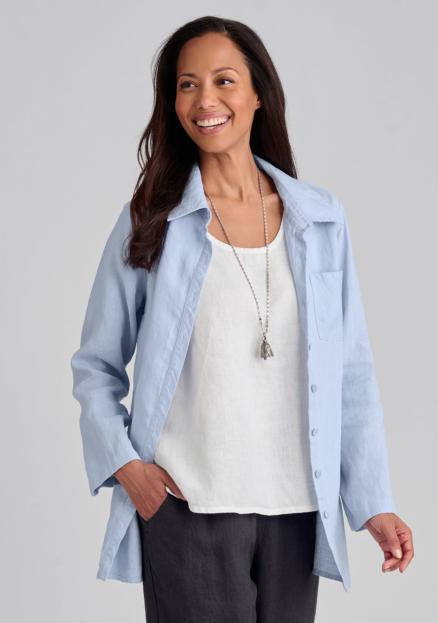 Stylish Bias Back Linen Shirt for Women - Breathable Summer Blouse for Casual Outings & Beach Vacations