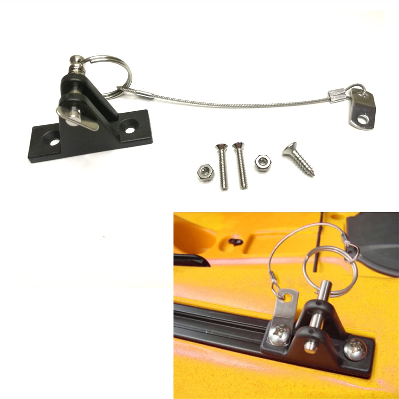 **YXYX Kayak Anchor Quick Release System - Nylon Deck Hinge with Stainless Steel Pin & Lanyard - Replacement Accessories for Kayak Slide Rail Anchor - Perfect for Kayak Repair & Marine Boat Use**    *(Use Case: Ideal for kayak enthusiasts, fishing trips, and marine boat repairs to ensure secure anchoring and quick release functionality.)*