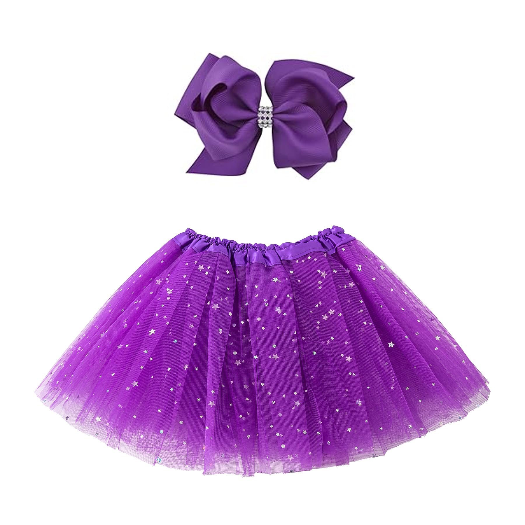Jastore Girls Layered Stars Sequins Tutu Skirt - Princess Ballet Dance Dress for Toddlers 2-8 Years | Perfect for Birthday Party, Dance Recital & Photo Shoot