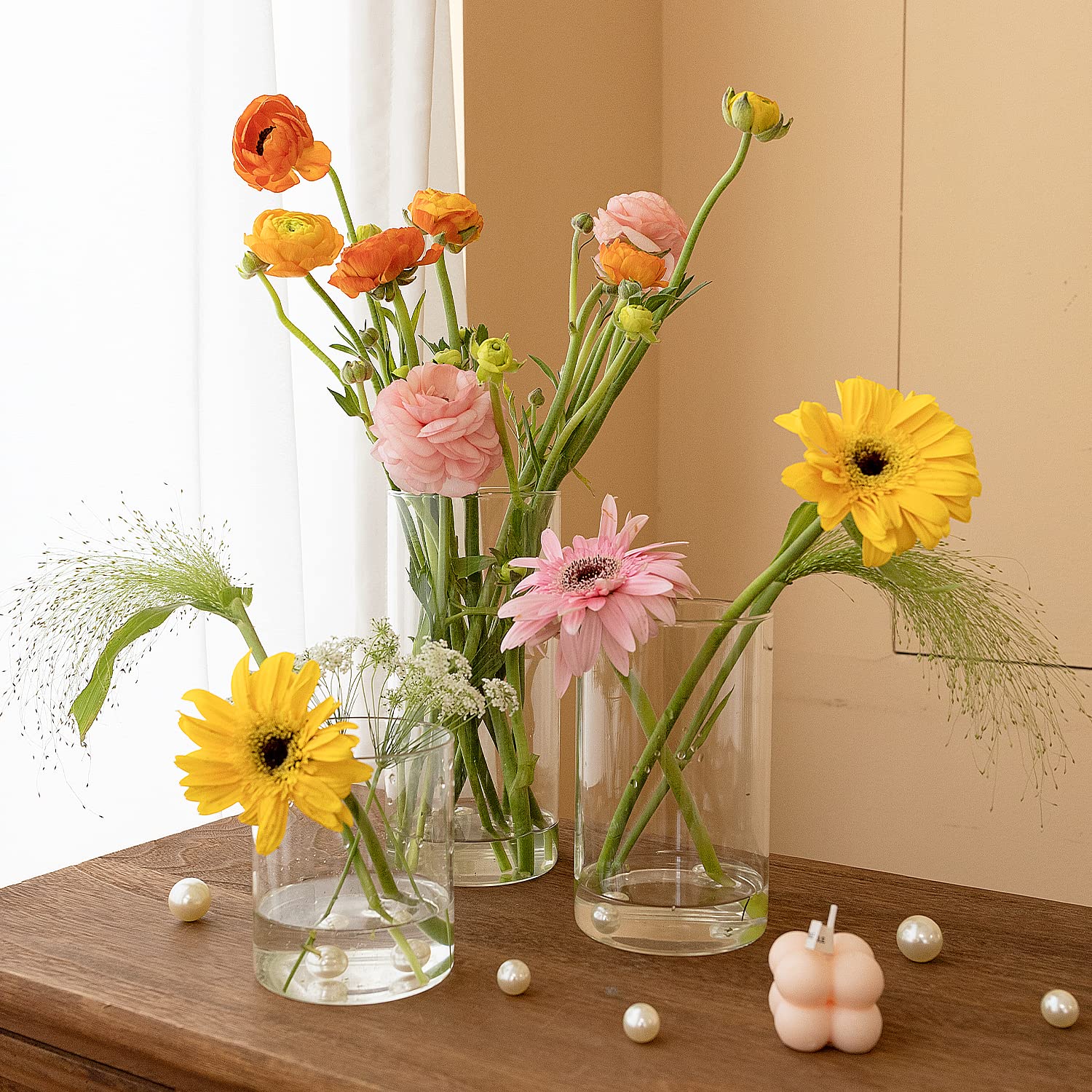 20-Piece Glass Cylinder Vases Set for Centerpieces - 4 Sizes (4