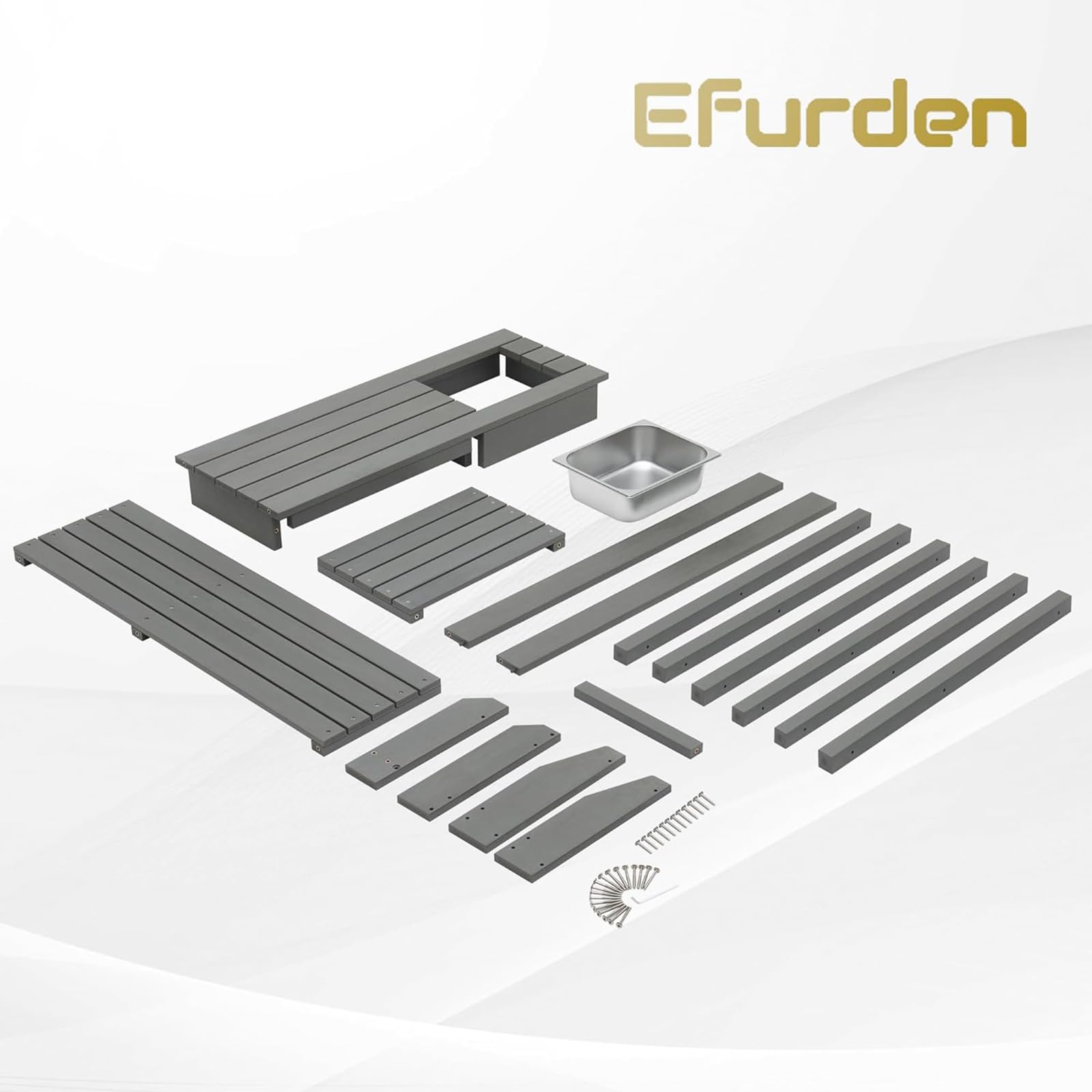 EFURDEN Patio Garden Potting Bench Table - Durable Poly Lumber Outdoor Workstation with Removable Sink & Open Storage Shelf | Perfect for Gardening, Planting, and Outdoor DIY Projects