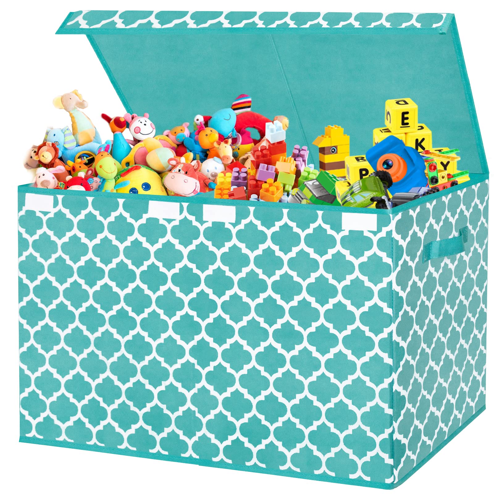 Homyfort Collapsible Toy Storage Box for Girls - Large Toy Chest with Divider & Flip-Top Lid, 24.5