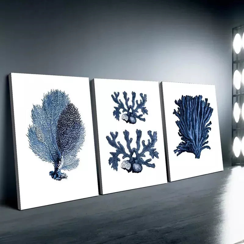 3-Piece Marine Plants Wall Art Set - Framed Canvas 50x70cm (19.7x27.6in) - High Quality Print - 100% Australian Made - Ready to Hang - Perfect for Living Room, Bedroom & Office Decor
