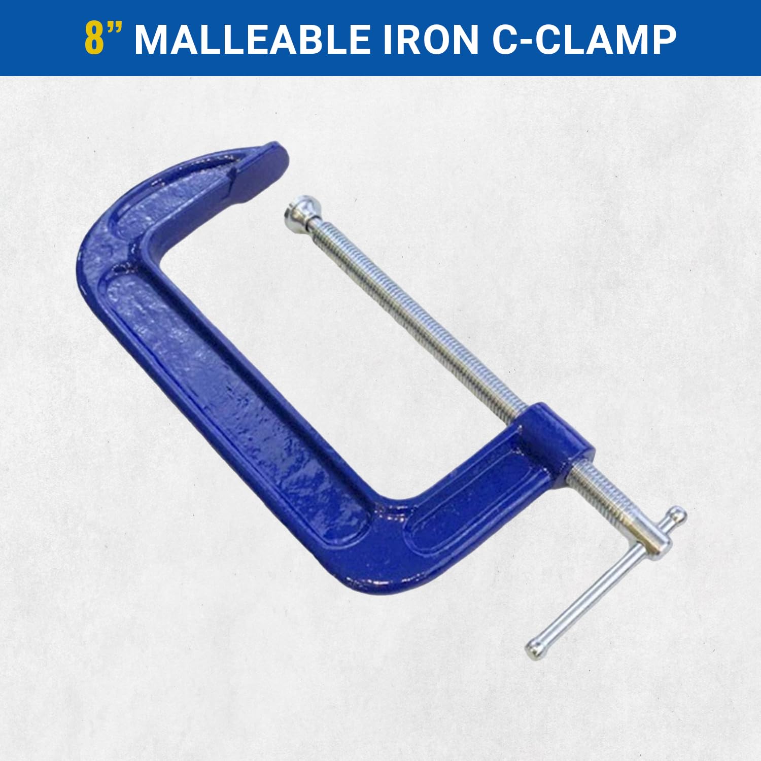 Yost Tools 308Y 8-Inch Malleable Iron C-Clamp - Heavy Duty Clamping for Woodworking, Metalworking & DIY Projects - Perfect for Home Garage, Workshop & Construction Sites