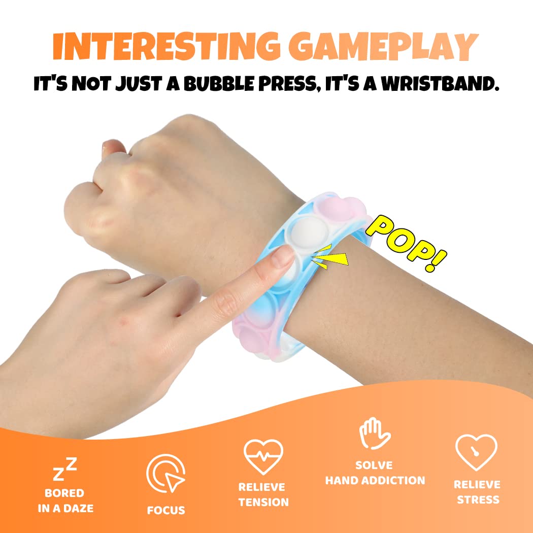24 Pack Adjustable Pop Bracelet Toy Set - 2 Sizes, Wearable Push Bubble Sensory Fidget Toys for Kids & Adults - Perfect for Easter Basket Stuffers, Stress Relief, Classroom Rewards and Party Favors