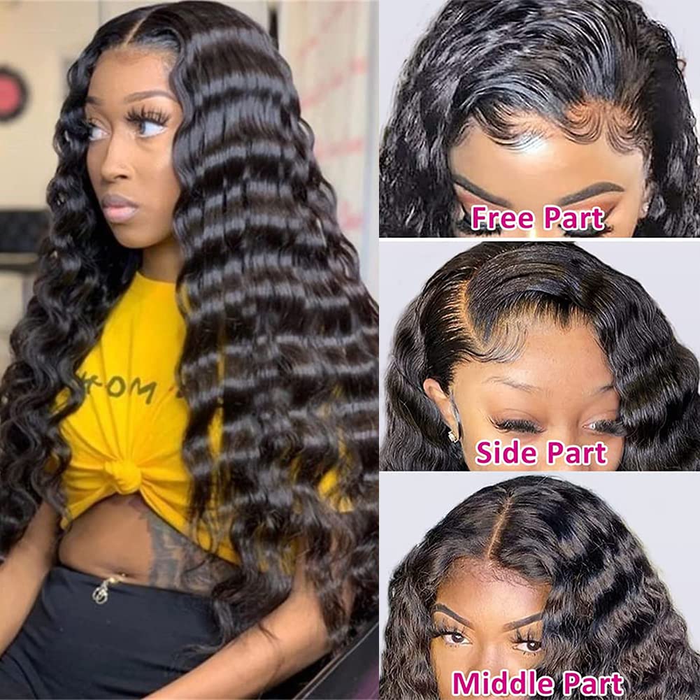 30 Inch Loose Wave Lace Front Wigs Human Hair 200% Density 13x4 HD Transparent Lace Frontal - Glueless Pre Plucked with Baby Hair for Women - Perfect for Daily Wear, Cosplay, and Special Occasions