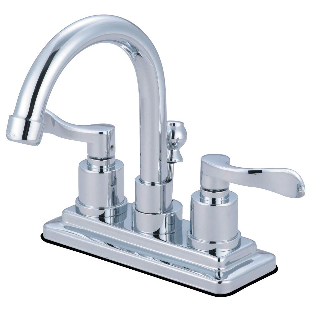 Kingston Brass KS8661DFL NuWave 4-Inch Centerset Bathroom Faucet with Brass Pop-Up Drain - Polished Chrome Finish for Vanity Sink - Perfect for Modern Bathroom Renovations & Home Upgrades