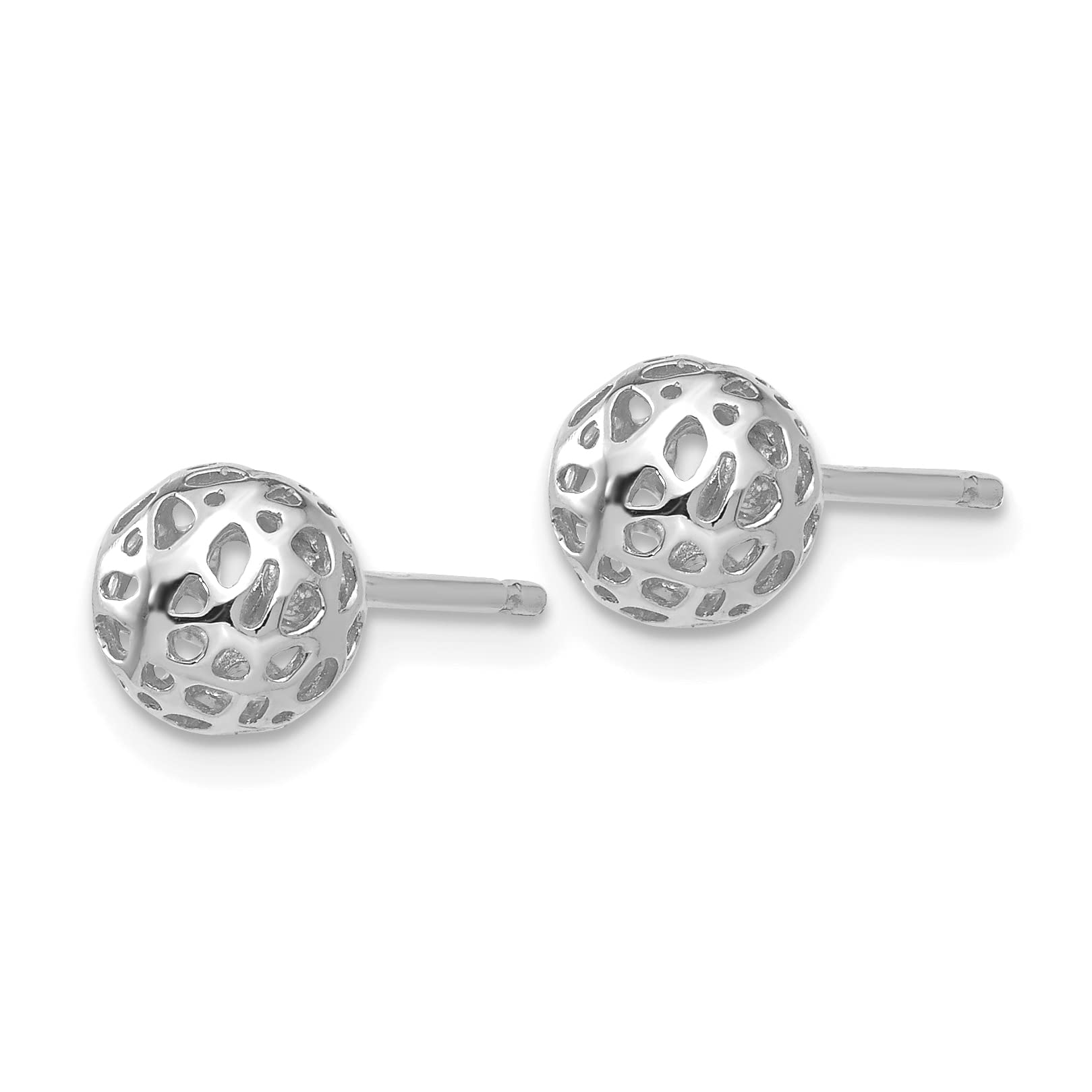 Avariah Solid 14K White Gold Fancy Ball Post Earrings - 6.5mm | Elegant Stud Earrings for Women | Perfect for Weddings, Parties & Everyday Wear
