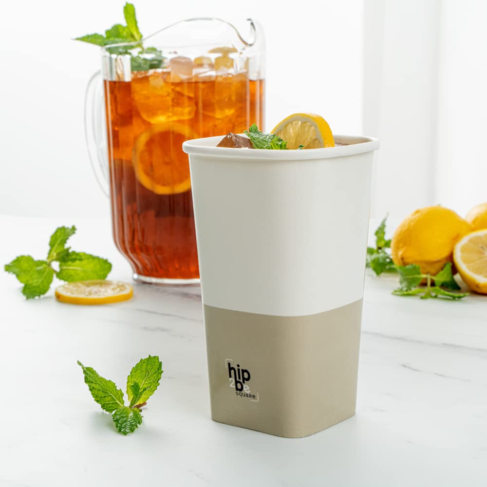 Restaurantware Hip 2 Be Square 16oz Paper Coffee Cups - Leakproof, Reusable, Double PE Lined for Hot & Cold Drinks (Lids Sold Separately) - Perfect for Coffee Shops, Offices, and Catering Events