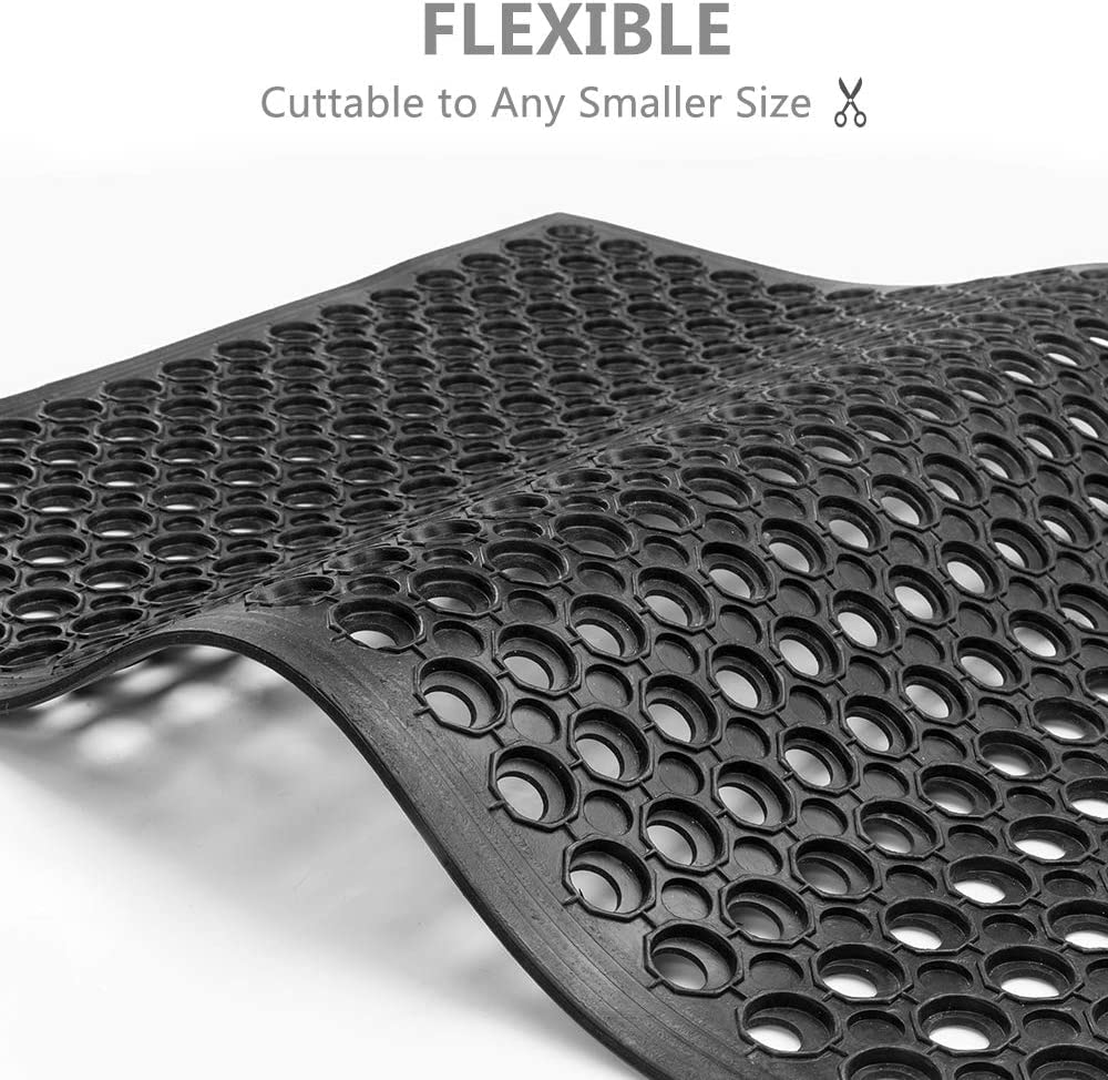 Anti-Fatigue Non-Slip Rubber Floor Mat - Heavy Duty Drainage Mats for Kitchen, Bathroom, Garage & Garden - Commercial Grade 60