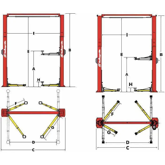Challenger LE12 HD Symmetric 2 Post Car Lift - 12,000 lbs Capacity for Auto Repair Shops & Garages | Heavy Duty Vehicle Hoist for Trucks, SUVs, and Sedans