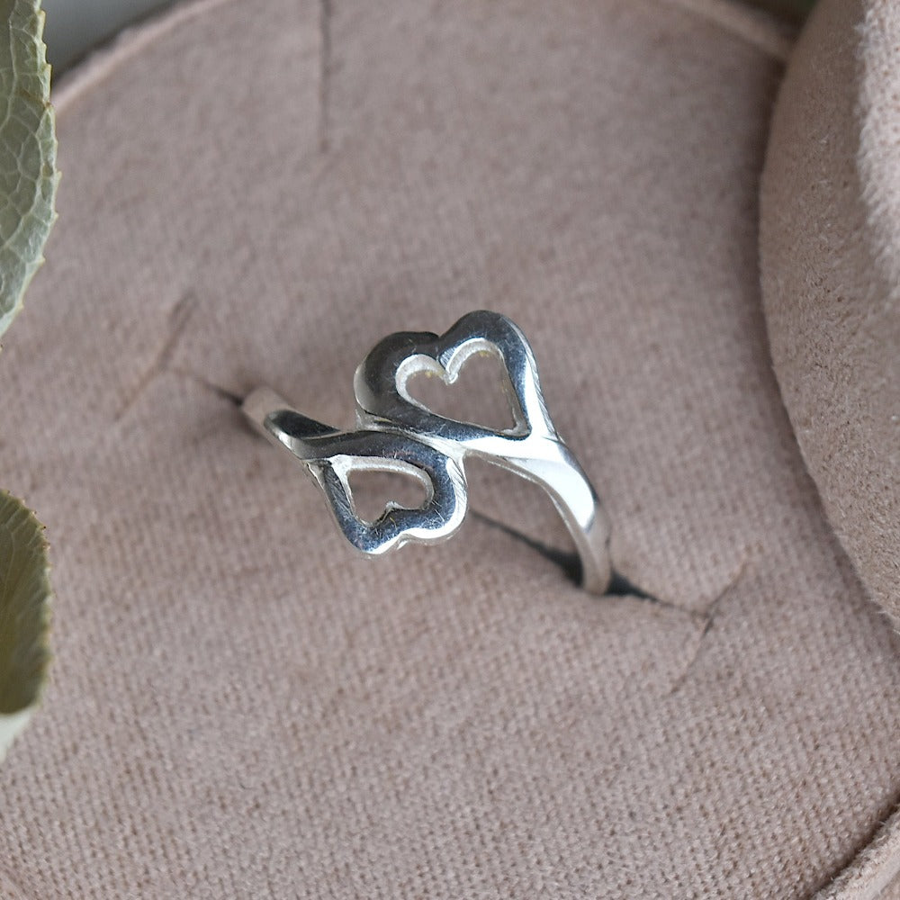 Double Heart Ring for Women - Elegant 925 Sterling Silver Couple Rings - Perfect Gift for Valentine's Day, Anniversary & Romantic Occasions